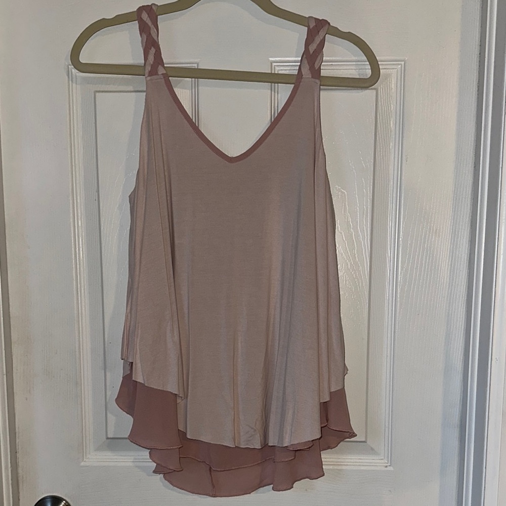 Grace & Lace Pink Asymmetrical Tiered Camisole